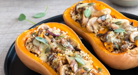 Butternut farcie au quinoa et sardines